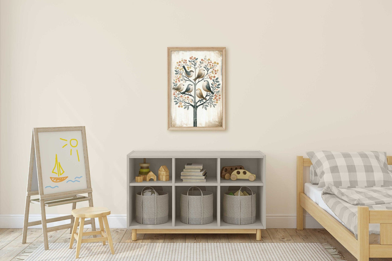 Whimsical Bird Wall Art – Nature Girls Room Decor