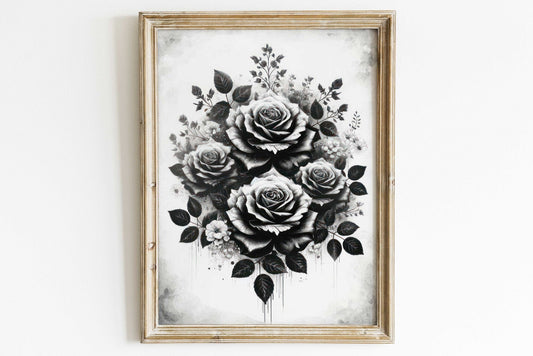 Black Rose Print – Floral Wall Art for Home