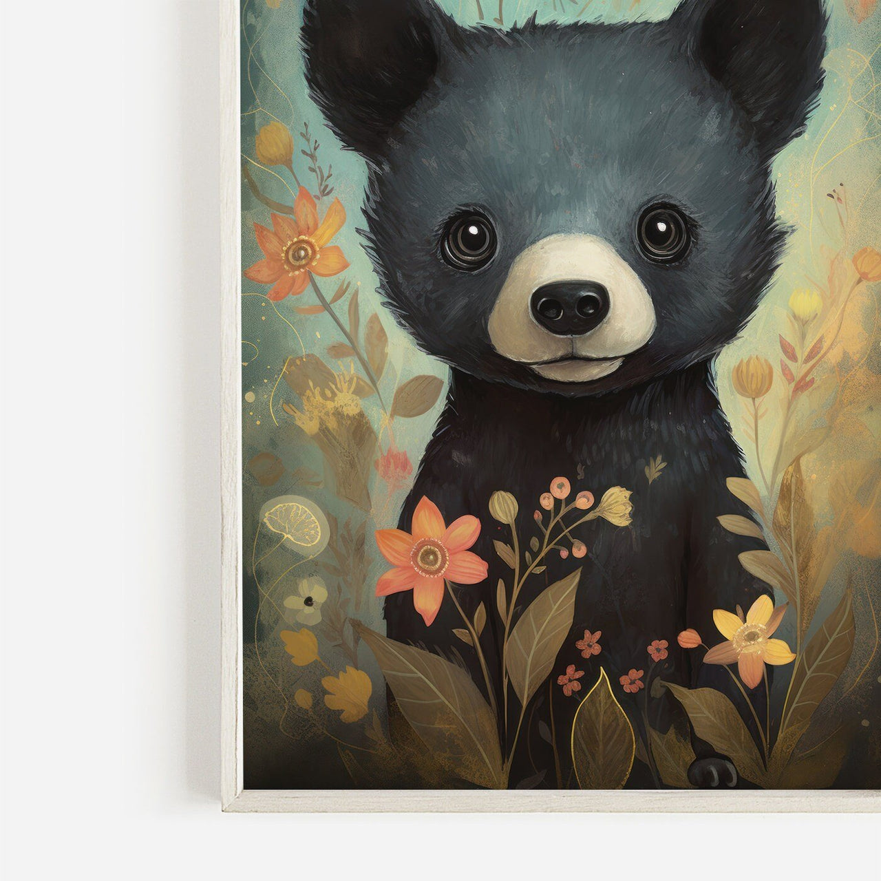 Black Bear Wall Art – Woodland Nursery Print