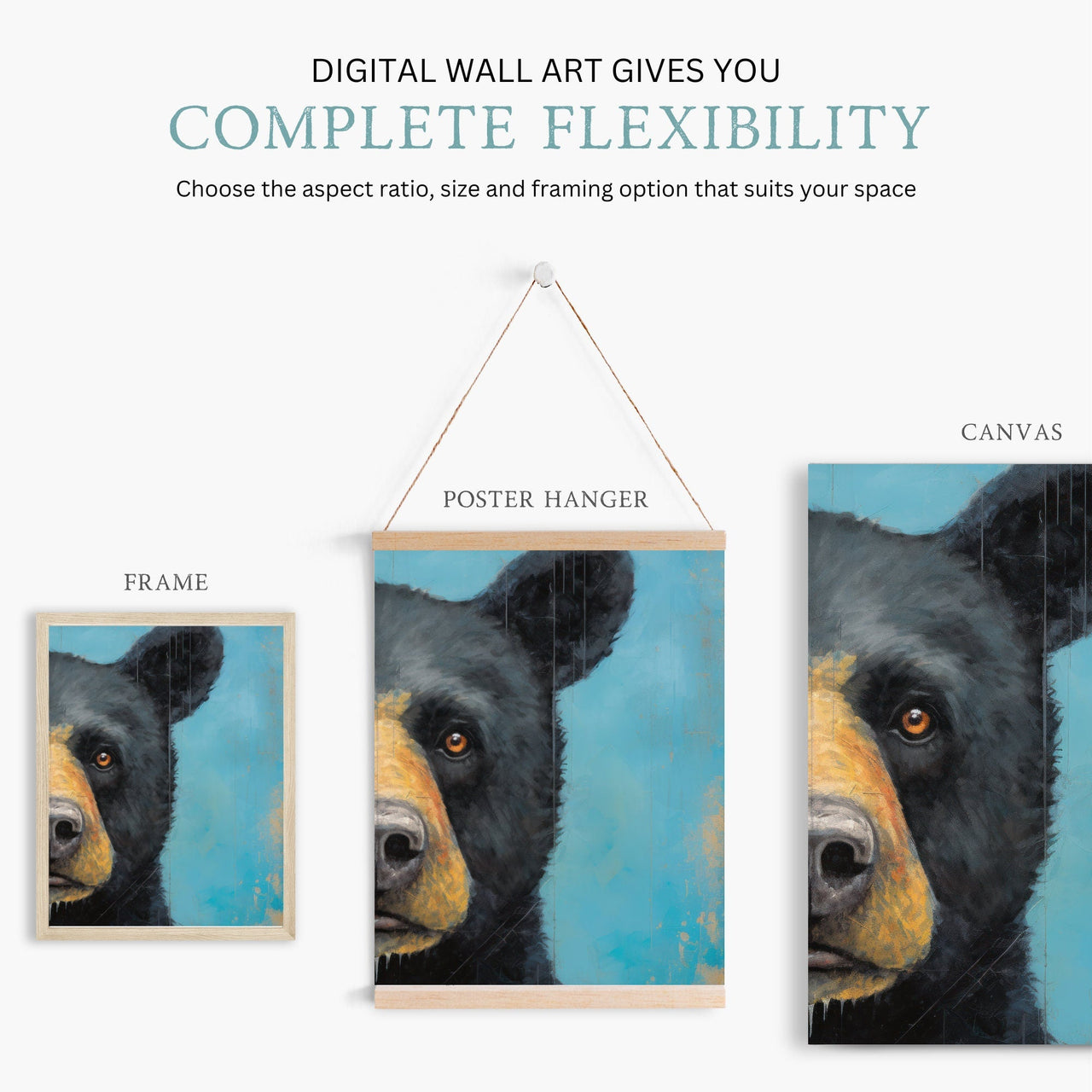 Black Bear Wall Art – Forest Animal Nursery Print