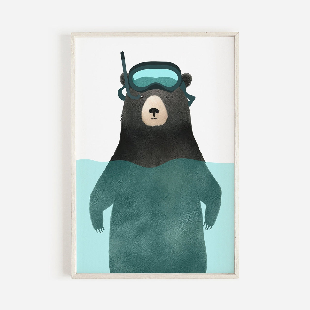 Black Bear Wall Art – Woodland Kids Room Print