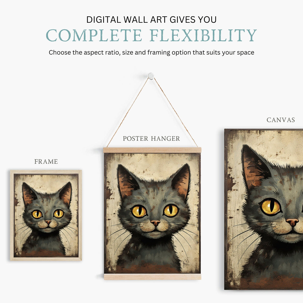 Black Cat Print – Animal Living Room Wall Decor