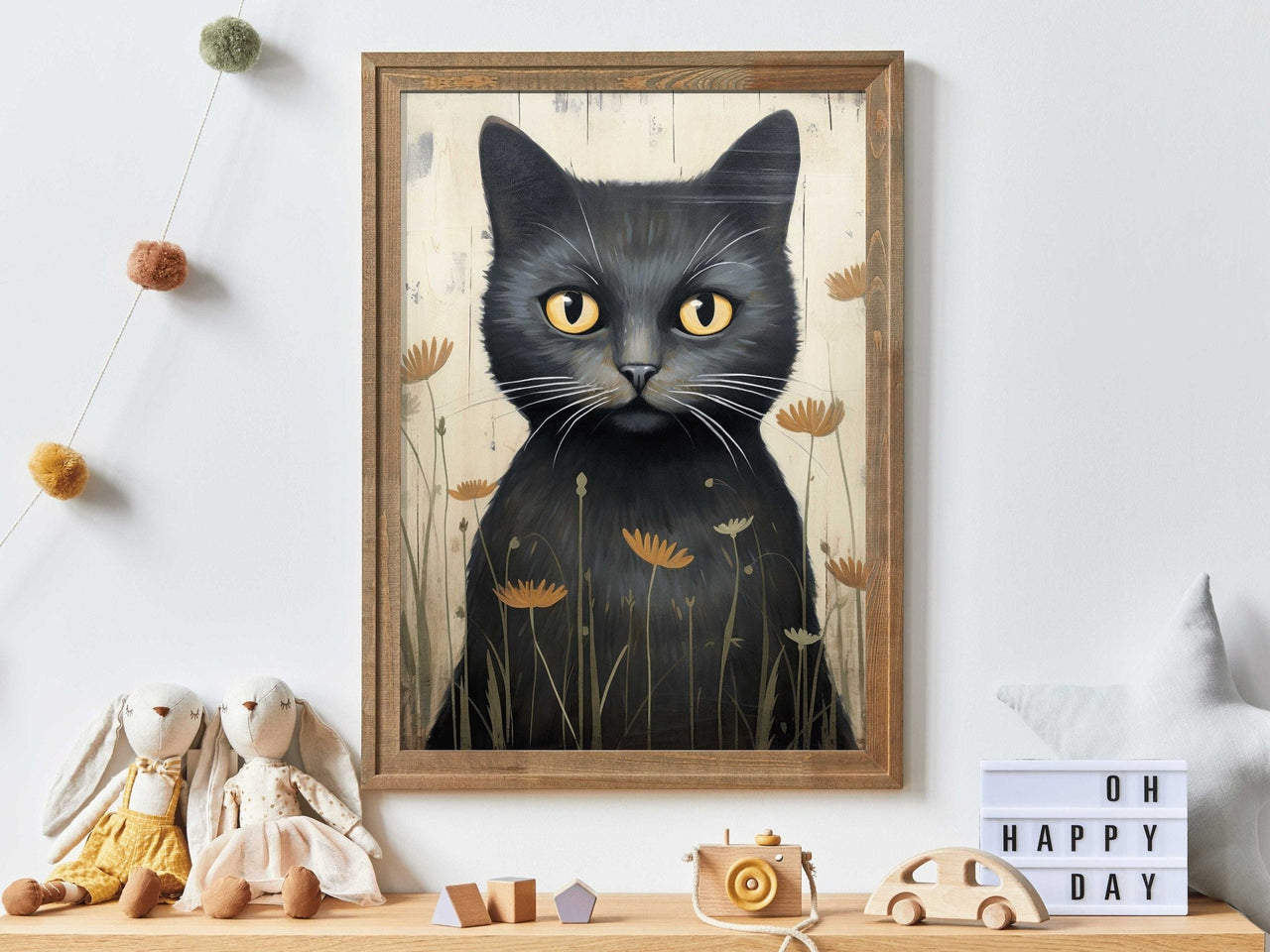 Black Cat Print – Animal Girls Room Wall Art