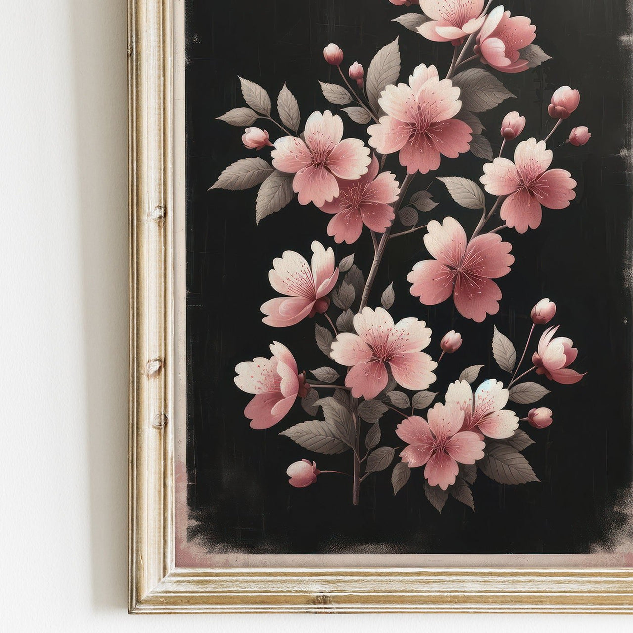 Black Floral Wall Art – Farmhouse Living Room Print
