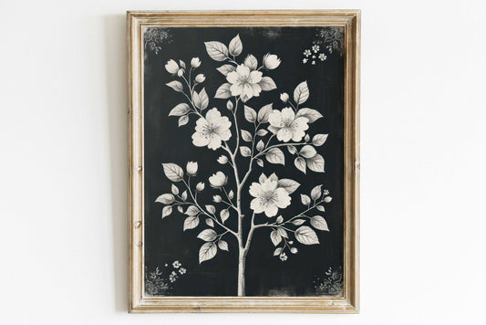 White Flowers Wall Art – Floral Living Room Print