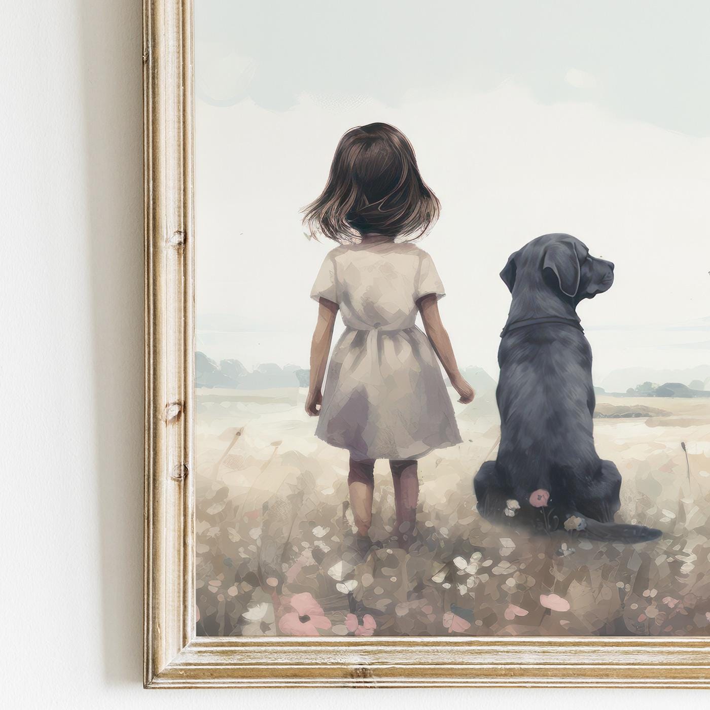 Black Lab Nursery Prints, Dog Decor for Girls Room, Cute Wall Art - WildfieldPrints
