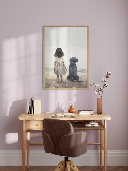 Black Lab Nursery Prints, Dog Decor for Girls Room, Cute Wall Art - WildfieldPrints