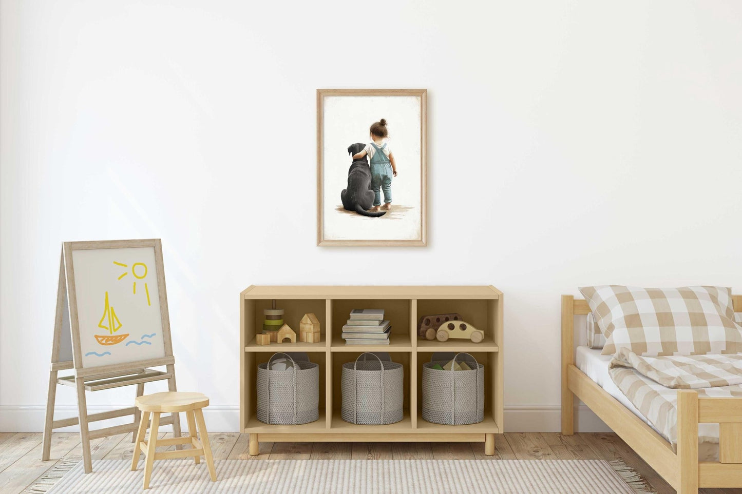 Black Lab Wall Art, Labrador Girl Room Decor, Dog Nursery Print - WildfieldPrints
