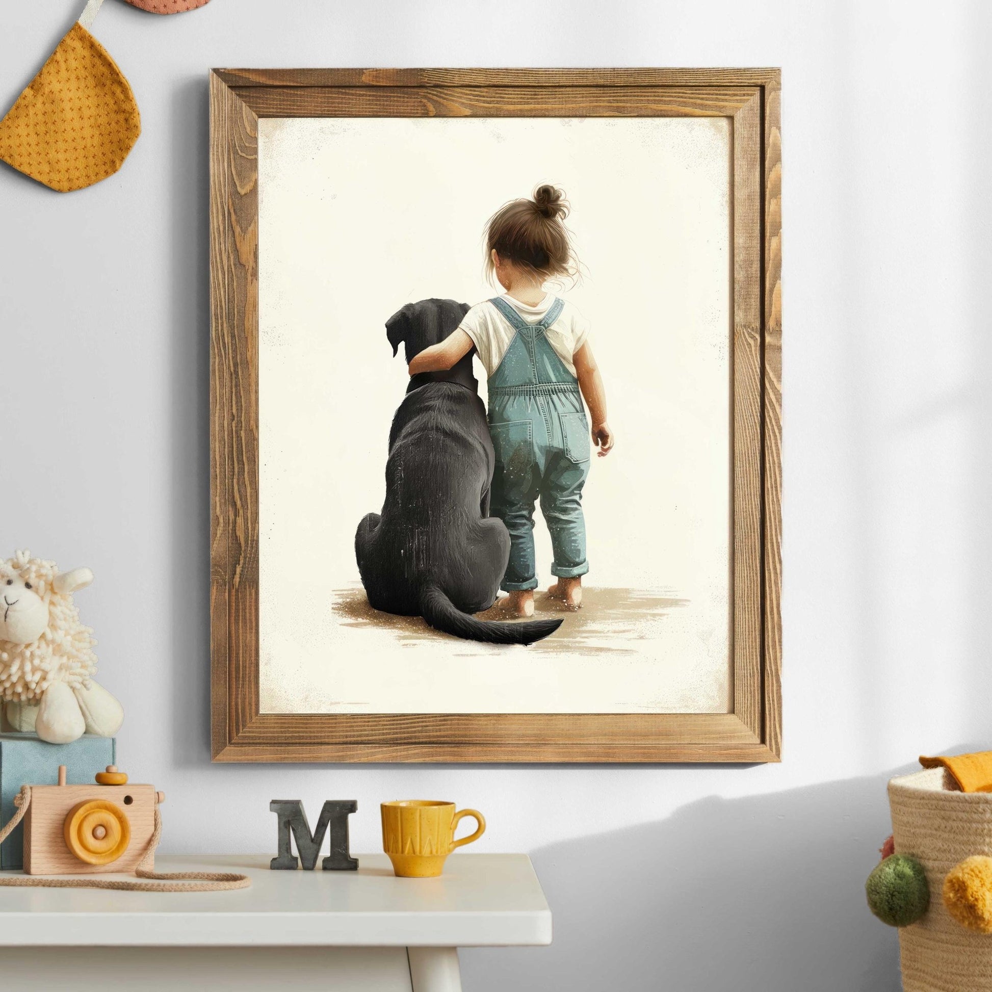 Black Lab Wall Art, Labrador Girl Room Decor, Dog Nursery Print - WildfieldPrints