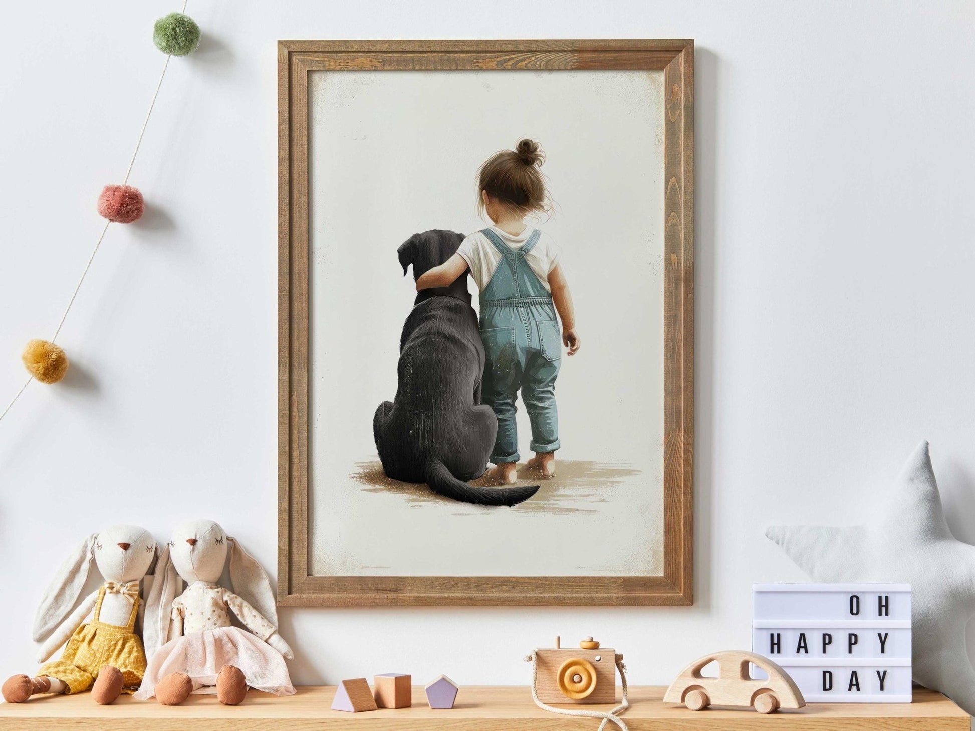 Black Lab Wall Art, Labrador Girl Room Decor, Dog Nursery Print - WildfieldPrints