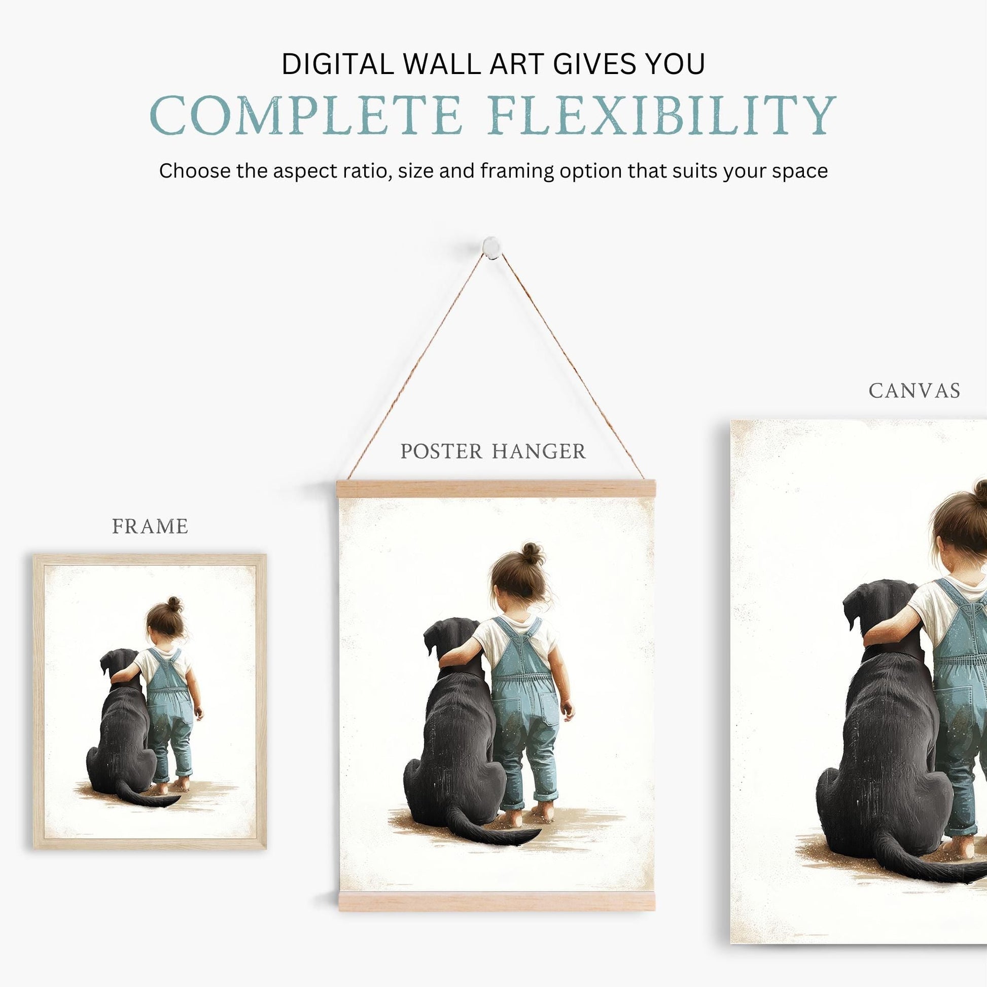Black Lab Wall Art, Labrador Girl Room Decor, Dog Nursery Print - WildfieldPrints