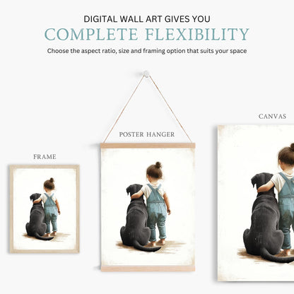 Black Lab Wall Art, Labrador Girl Room Decor, Dog Nursery Print - WildfieldPrints