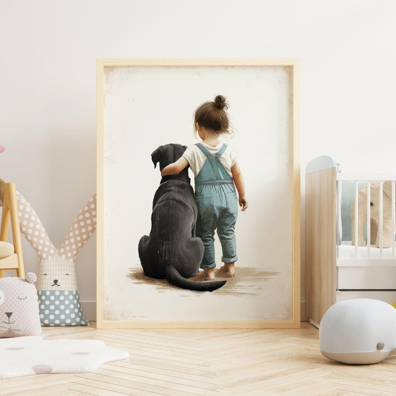 Black Lab Wall Art – Dog Nursery Print for Girls Room
