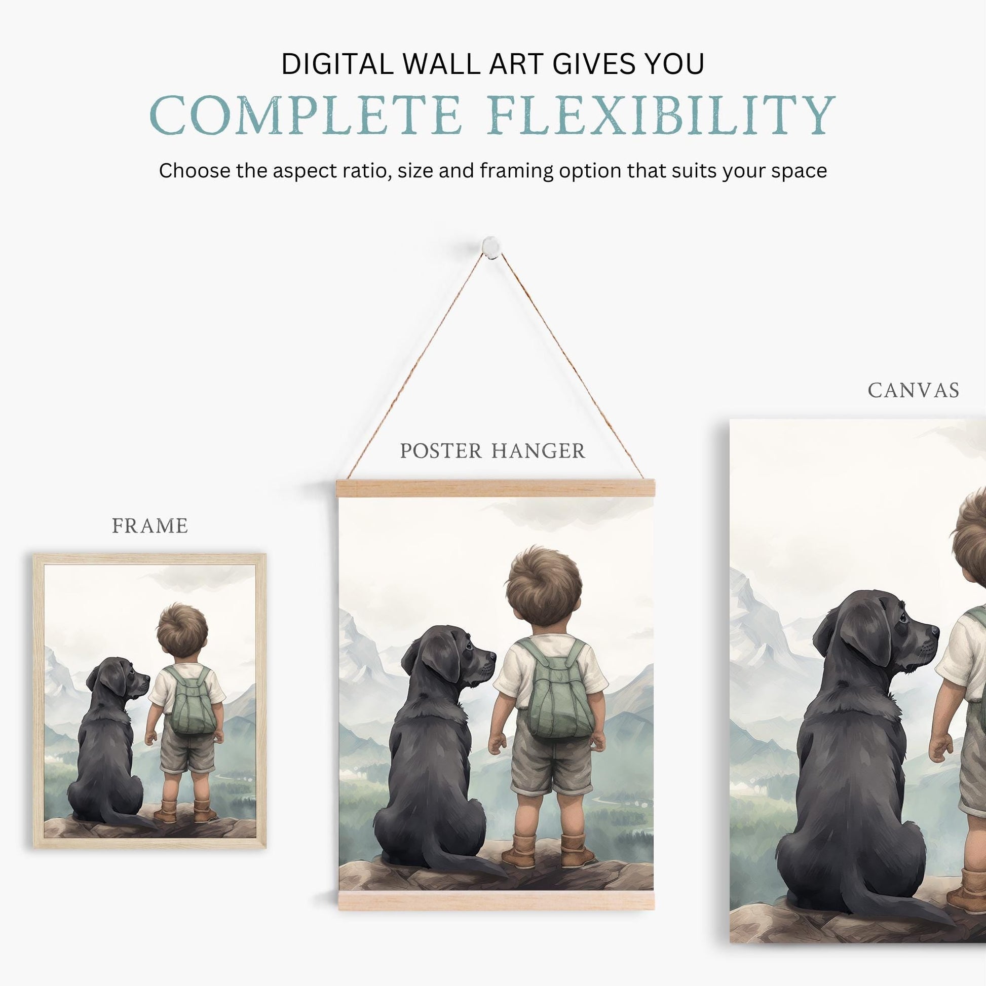 Black Labrador Prints, Boy & Dog Nursery Decor, Labrador Wall Art - WildfieldPrints