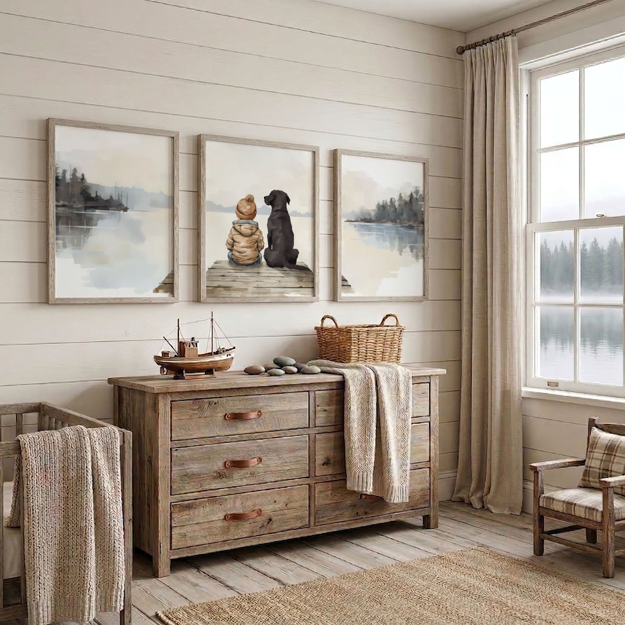 Black Labrador Wall Art – Dog Boys Room Print • Set of 3