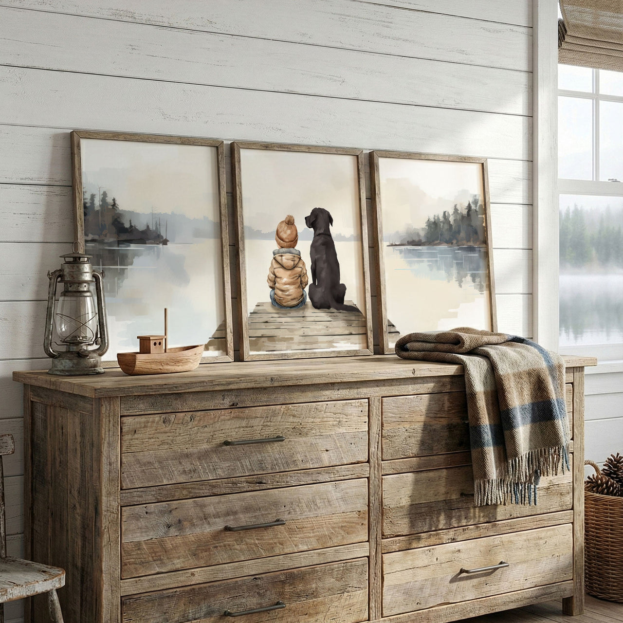 Black Labrador Wall Art – Dog Boys Room Print • Set of 3