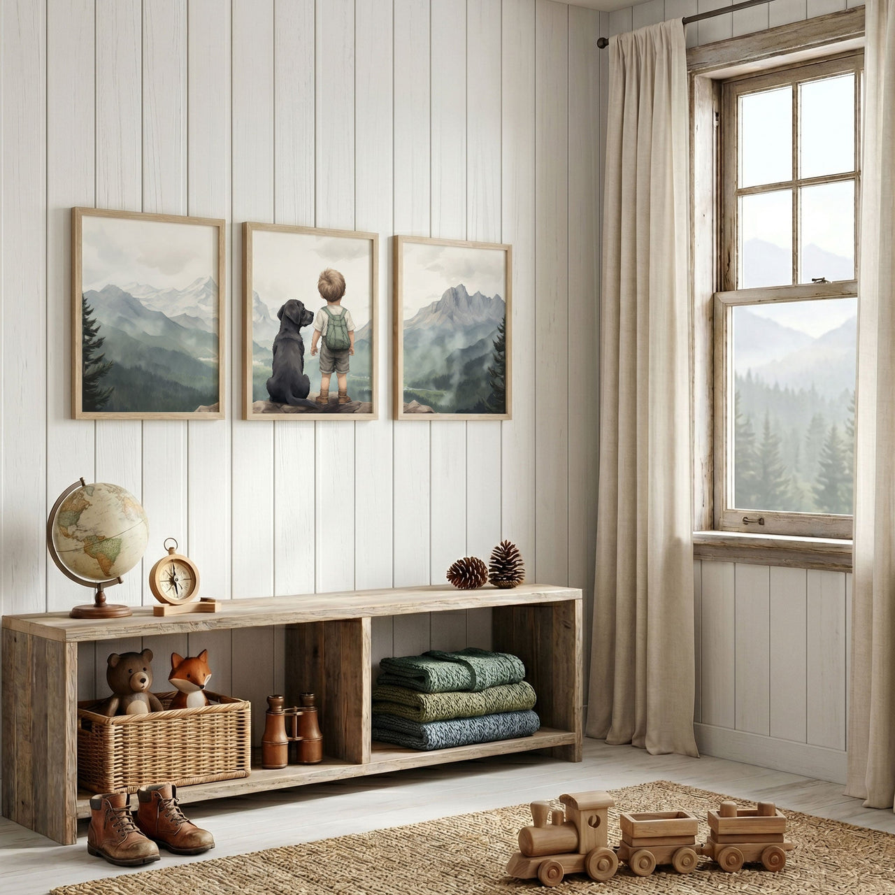 Black Labrador Wall Art – Dog Nursery Print for Boys • Set of 3