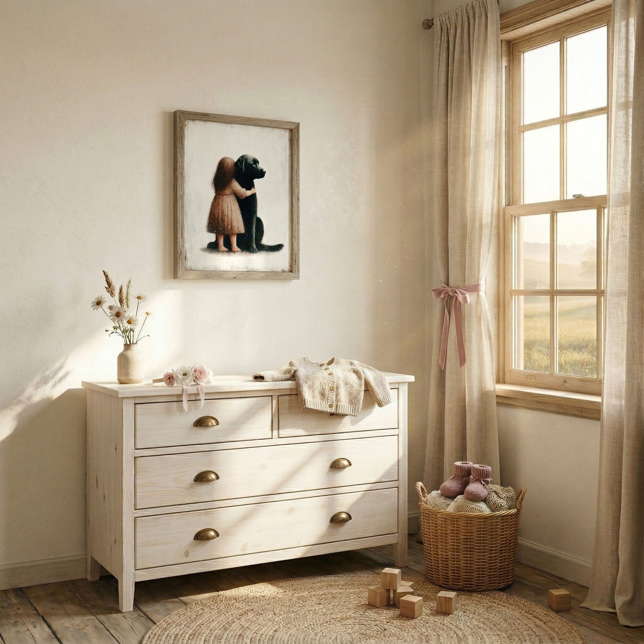 Black Labrador Wall Art – Dog Nursery Print for Girls