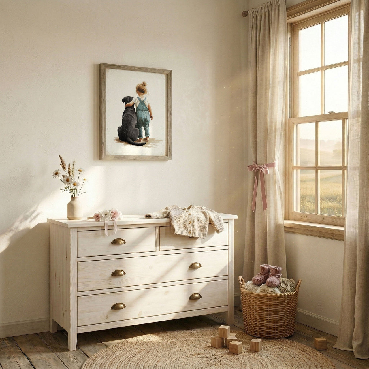 Black Labrador Wall Art – Dog Nursery Print for Girls
