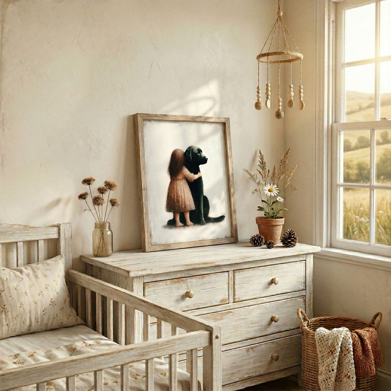 Black Labrador Wall Art – Dog Nursery Print for Girls