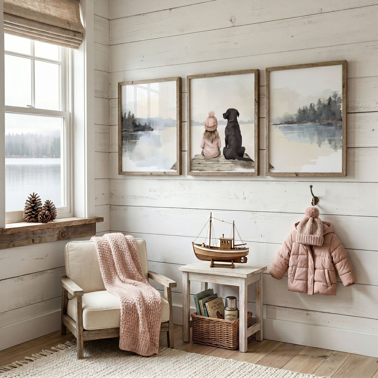 Black Labrador Wall Art – Dog Nursery Print for Girls • Set of 3