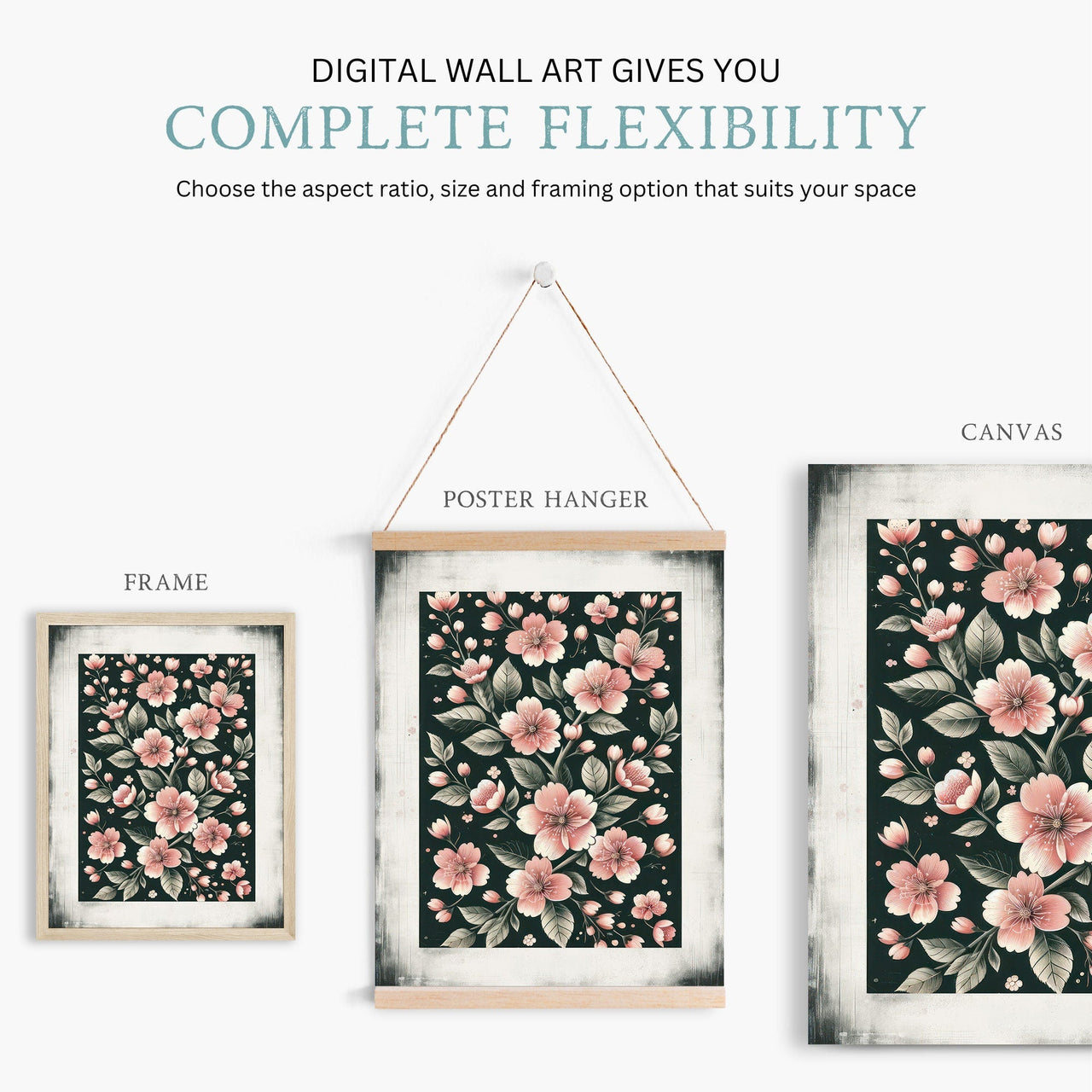 Pink Floral Print – Farmhouse Girls Room Wall Art