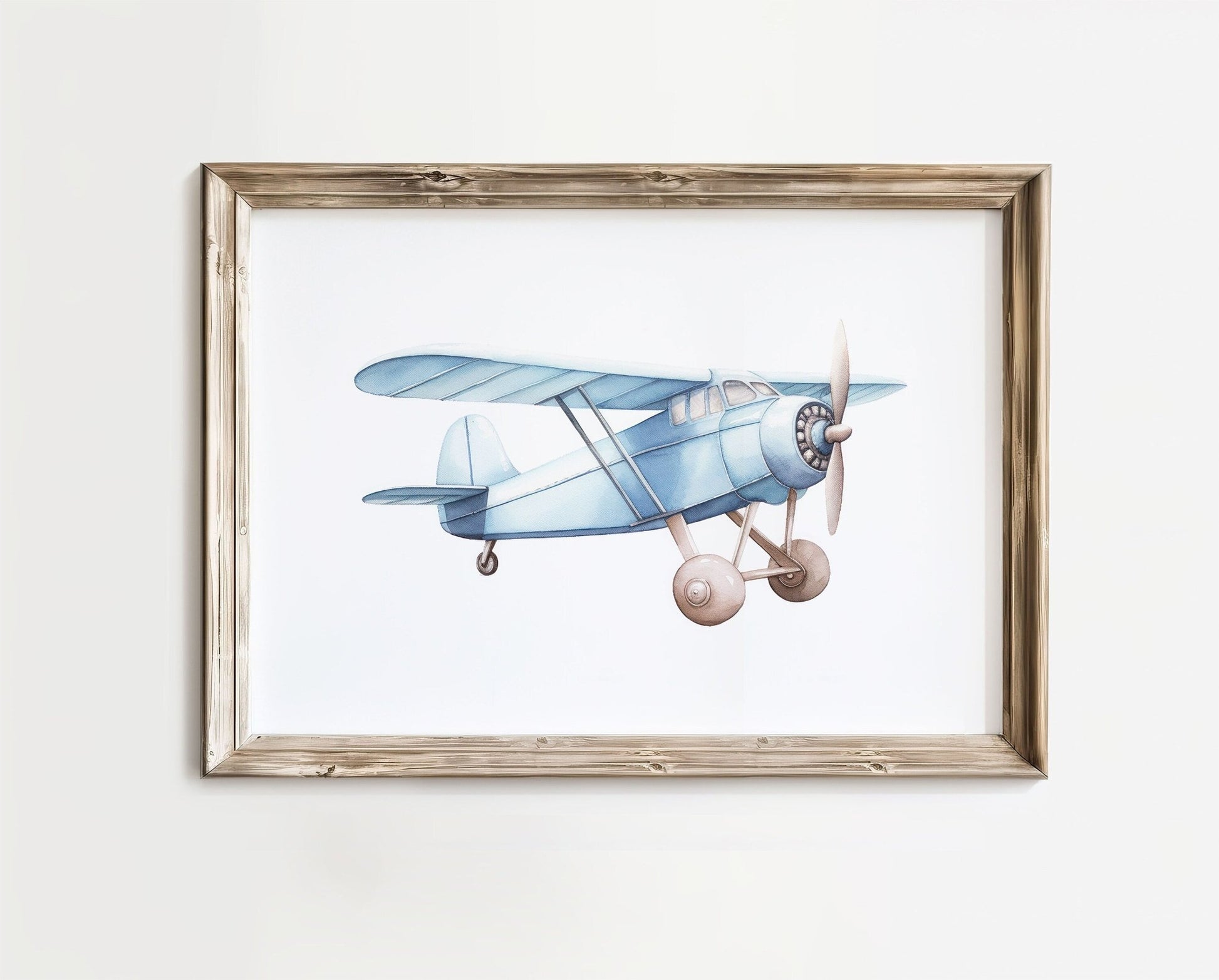 Blue Airplane Nursery Decor, Pastel Wall Art, Vintage Transportation Print - WildfieldPrints