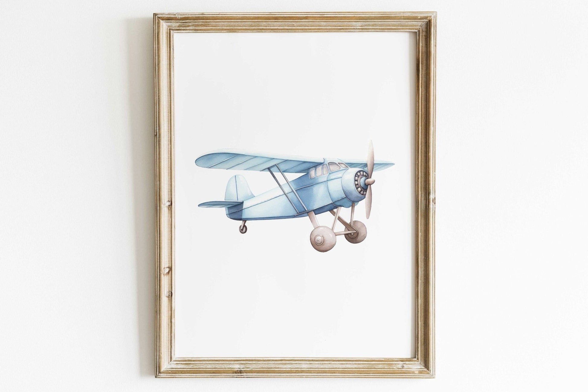 Blue Airplane Nursery Decor, Pastel Wall Art, Vintage Transportation Print - WildfieldPrints