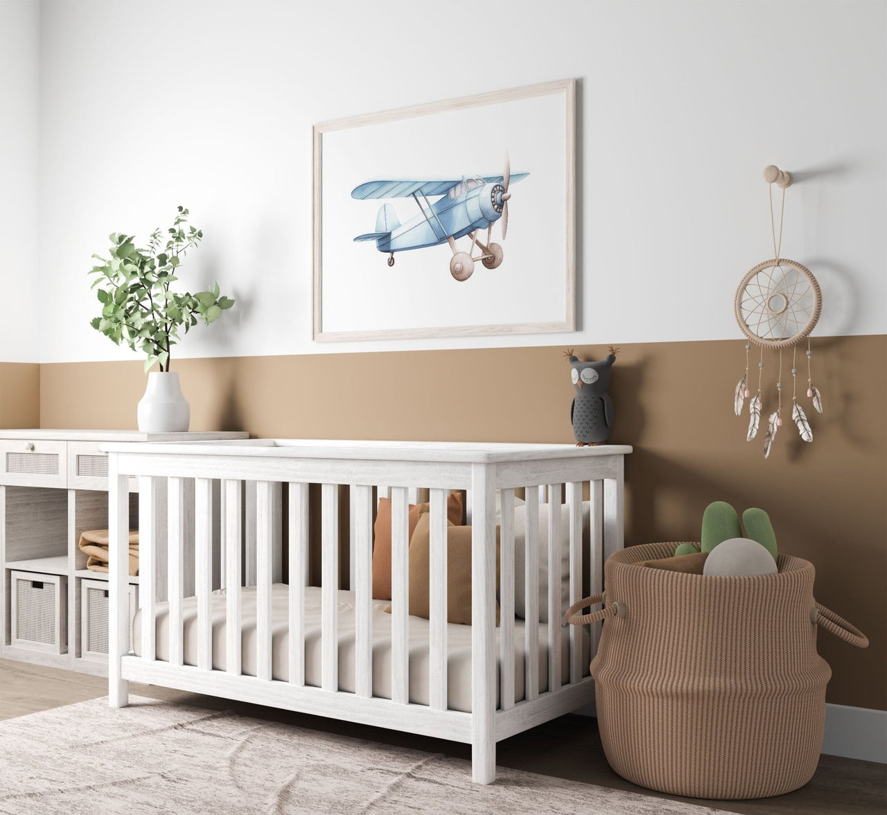 Blue Airplane Wall Art – Transportation Boys Room Print