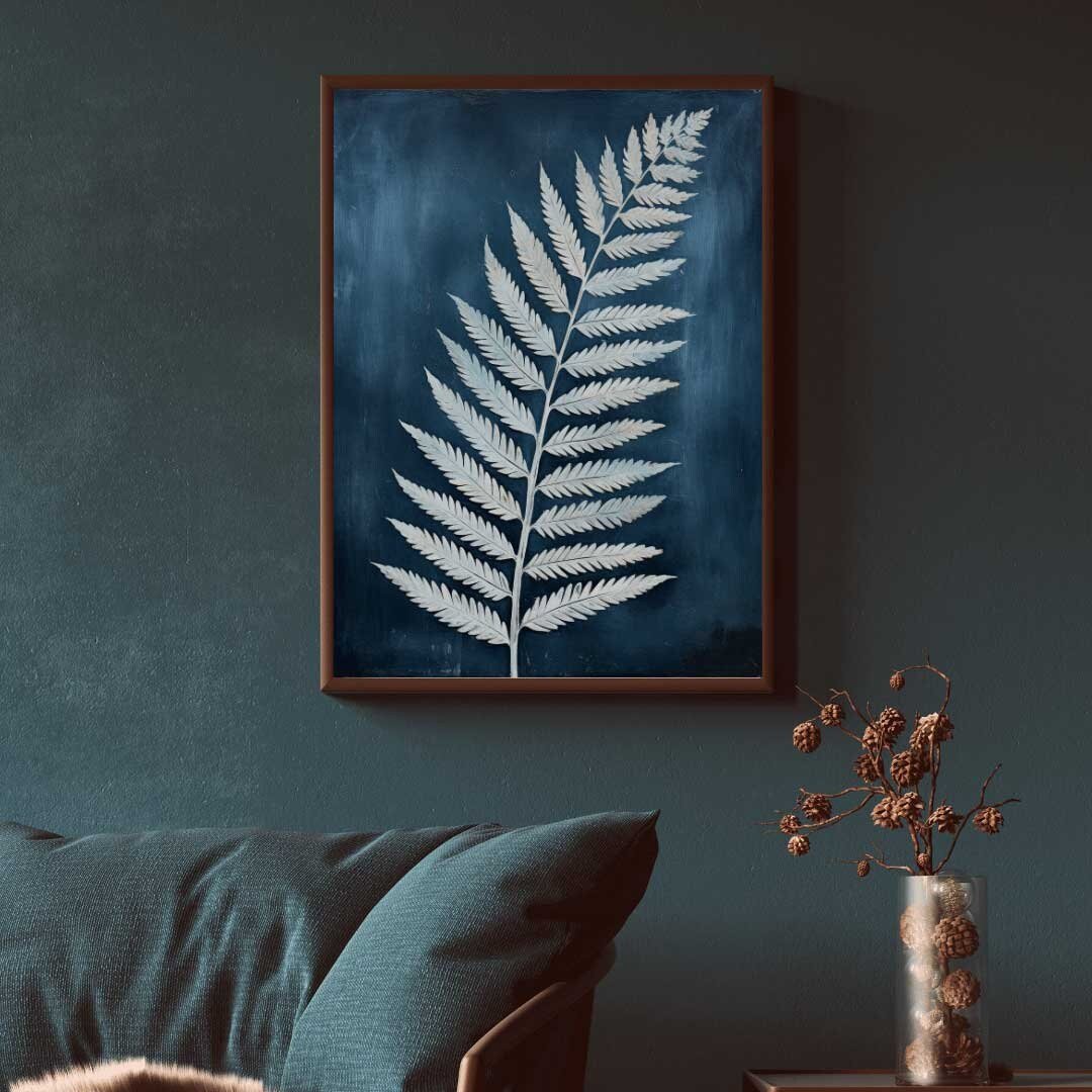 White Fern Wall Art – Botanical Living Room Print