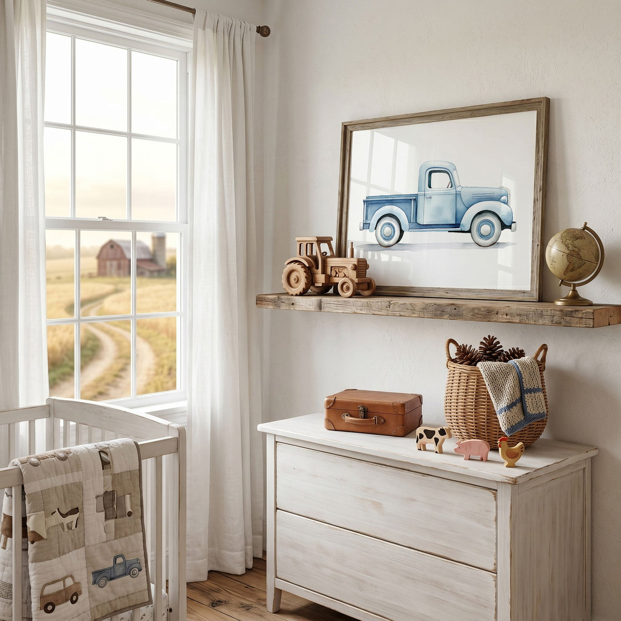 Blue Pickup Truck Wall Art – Car Kids Room Decor