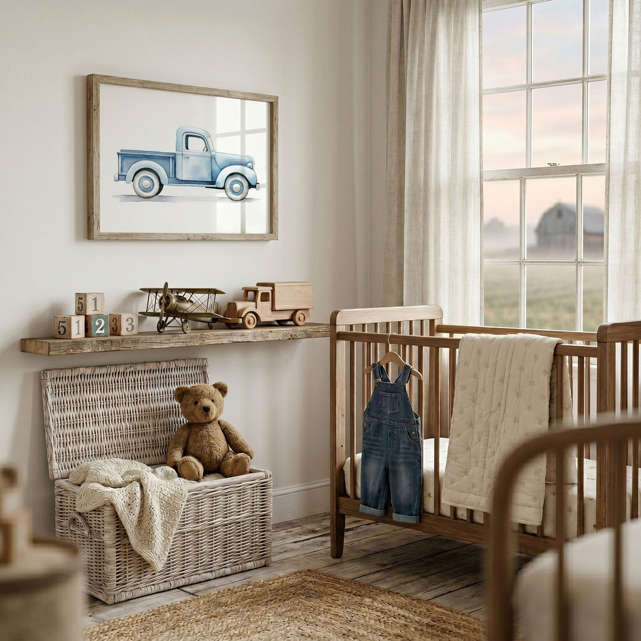 Blue Pickup Truck Wall Art – Car Kids Room Decor