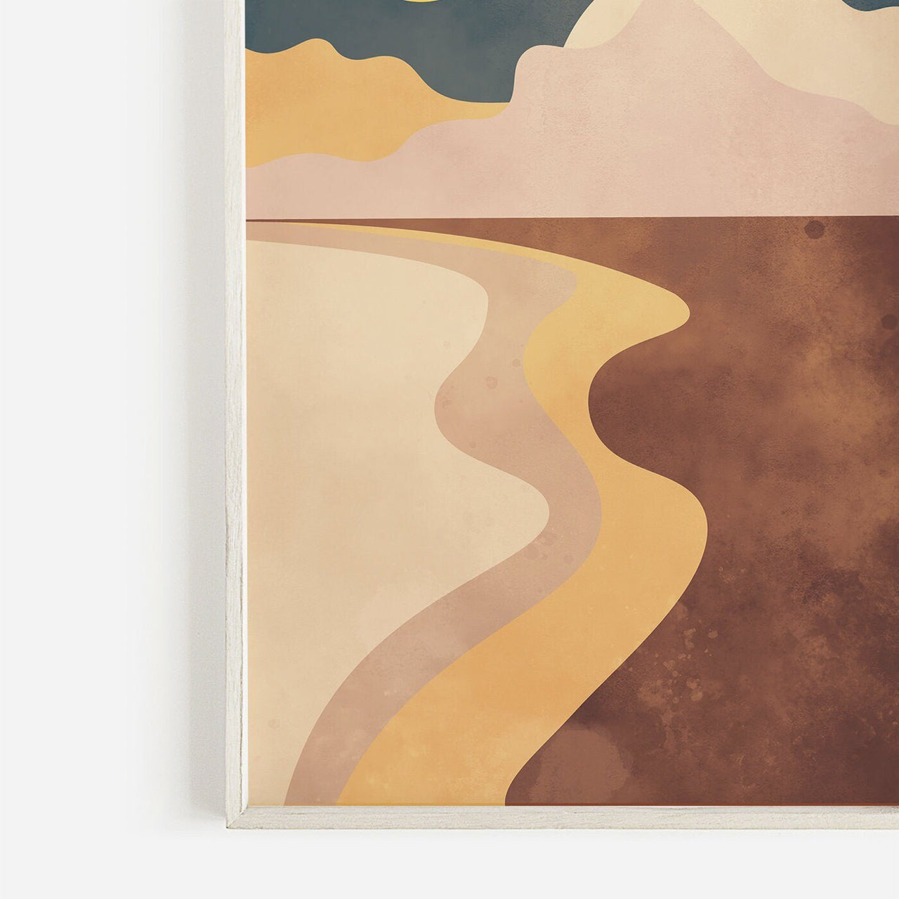 Moon Desert Landscape Wall Art – Boho Living Room Print