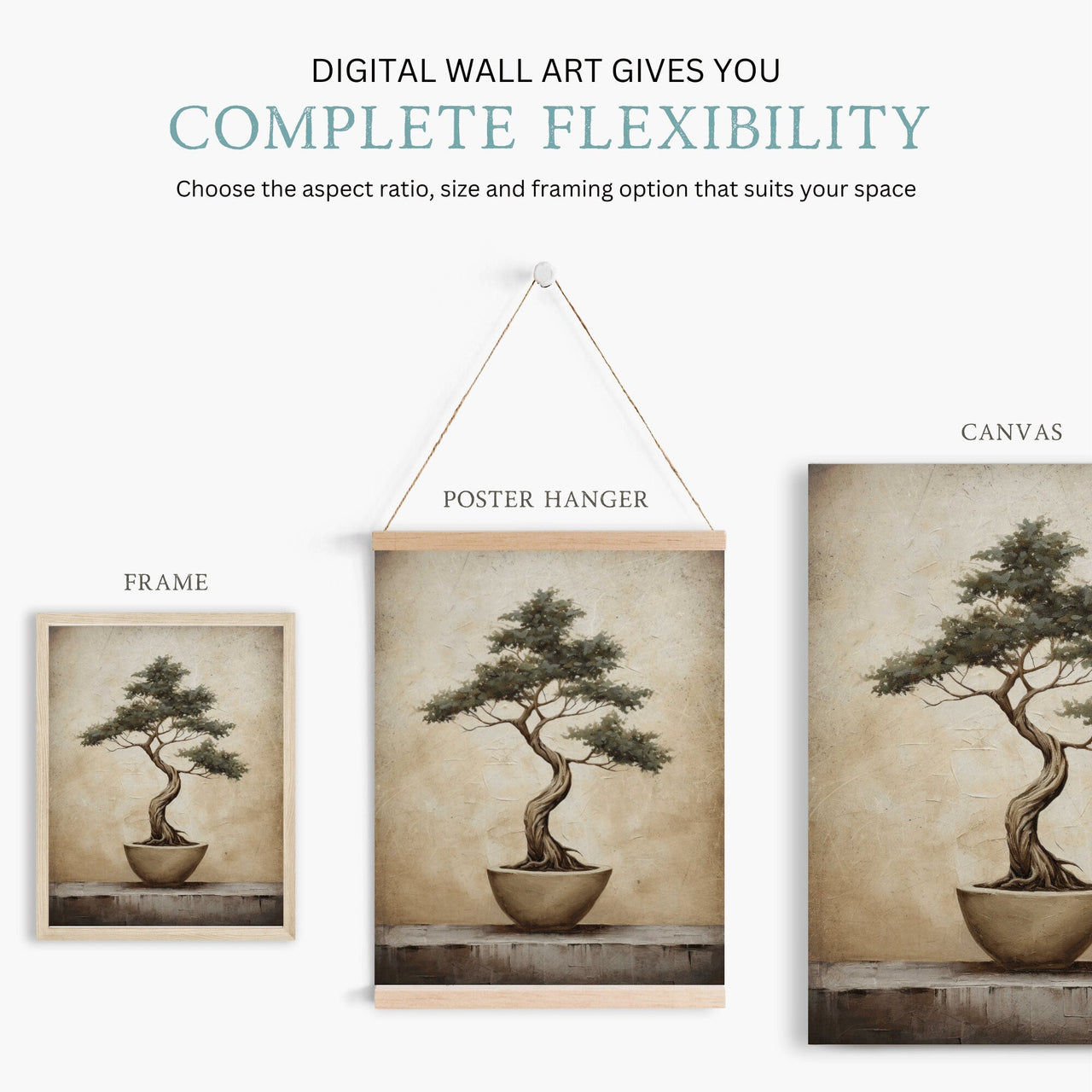 Bonsai Tree Wall Art – Botanical Living Room Print