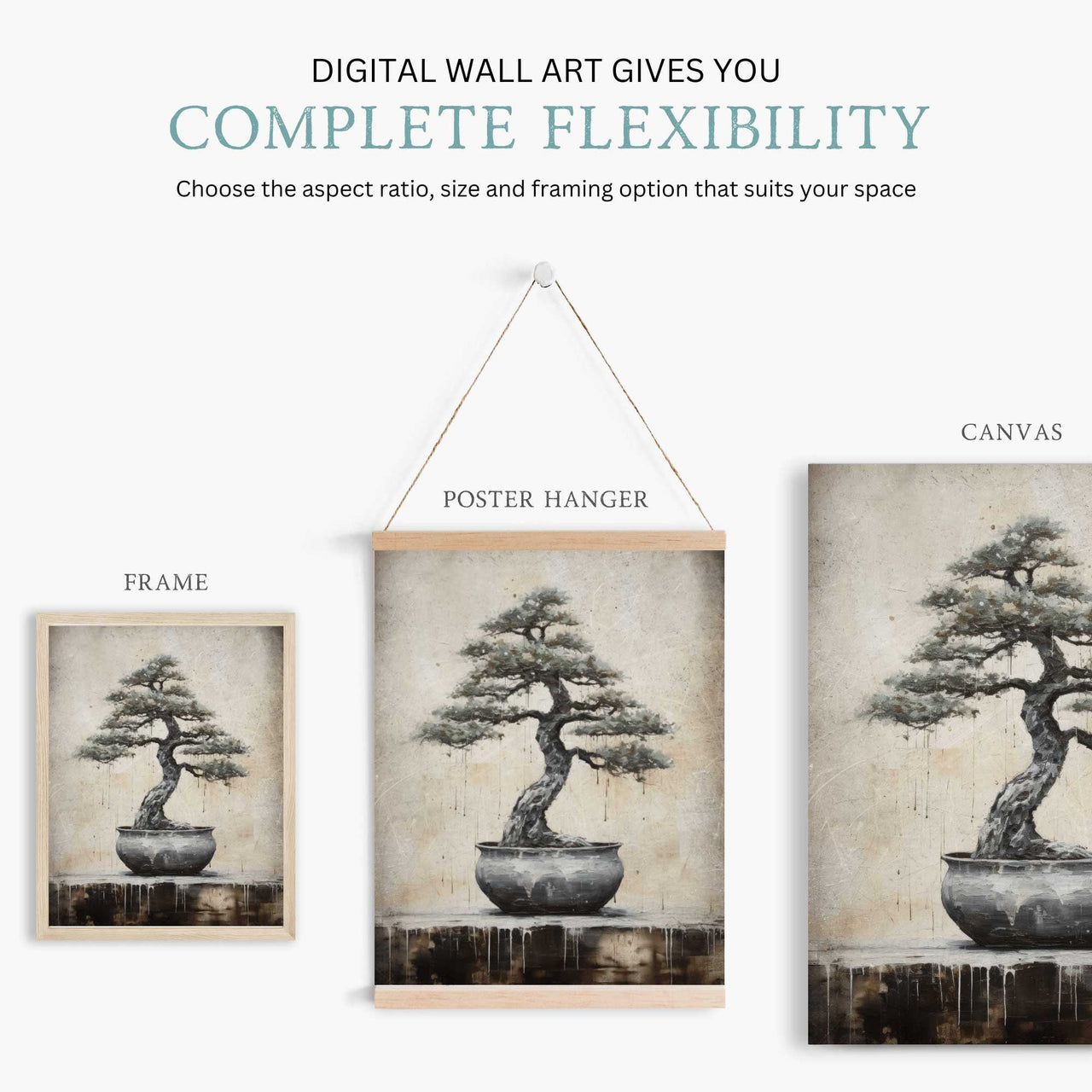 Bonsai Tree Wall Art – Botanical Vintage Room Print