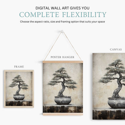 Bonsai Tree Print, Japanese Wall Art, Botanical Decor, Vintage Style - WildfieldPrints