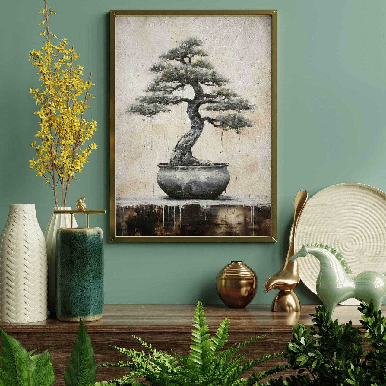 Bonsai Tree Wall Art – Botanical Vintage Room Print