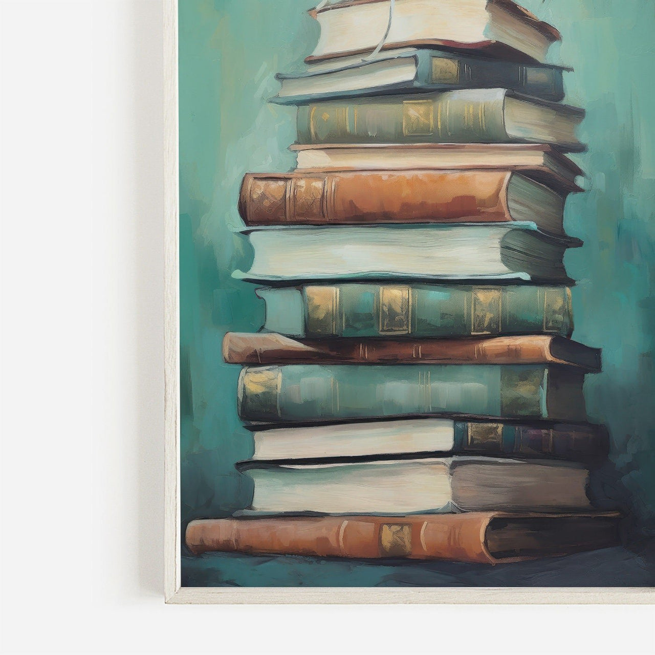 Books Stack Wall Art – Literary Reading Corner Print
