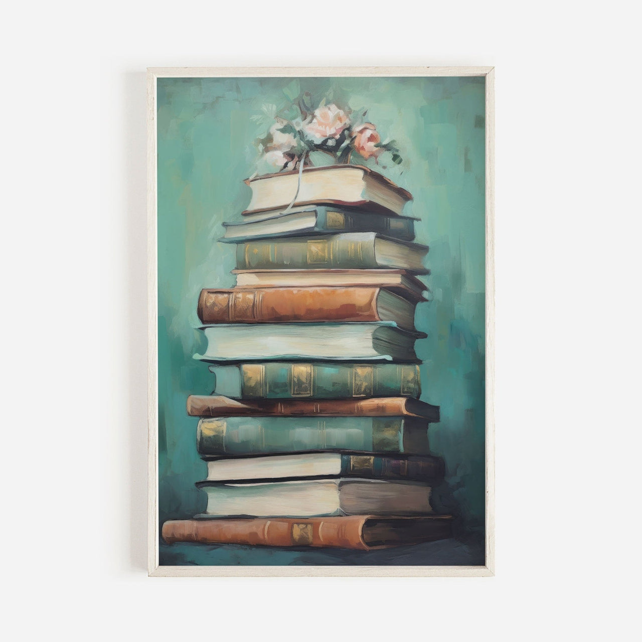 Books Stack Wall Art – Literary Reading Corner Print