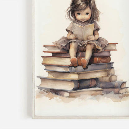 Books Wall Art for Girls, Vintage Learning Decor for Bedroom - WildfieldPrints