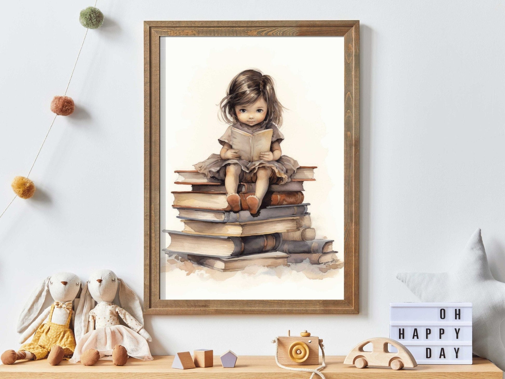 Books Wall Art for Girls, Vintage Learning Decor for Bedroom - WildfieldPrints