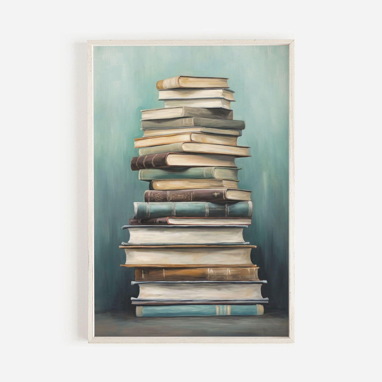 Stacked Books Wall Art – Literary Bedroom Print