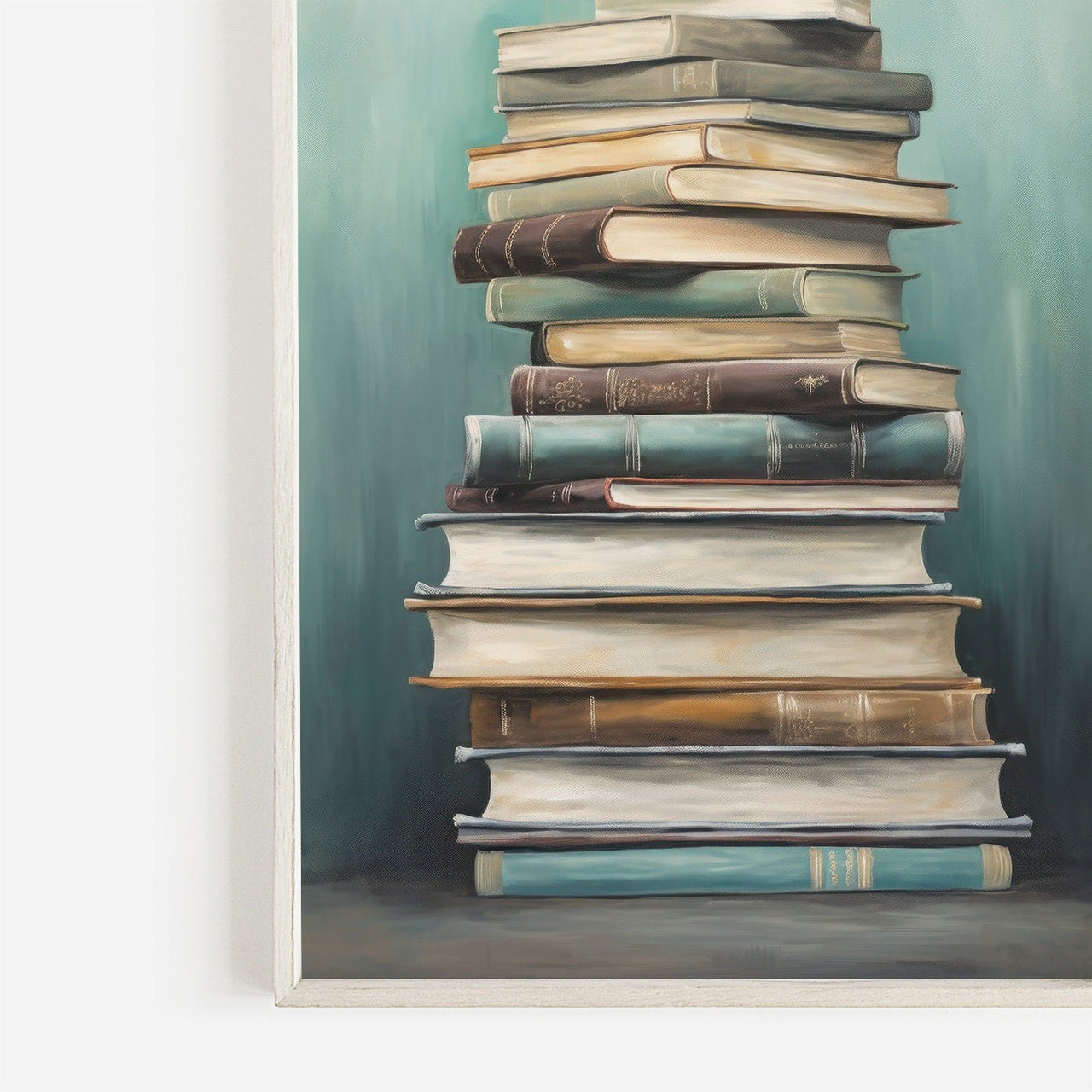 Stacked Books Wall Art – Literary Bedroom Print