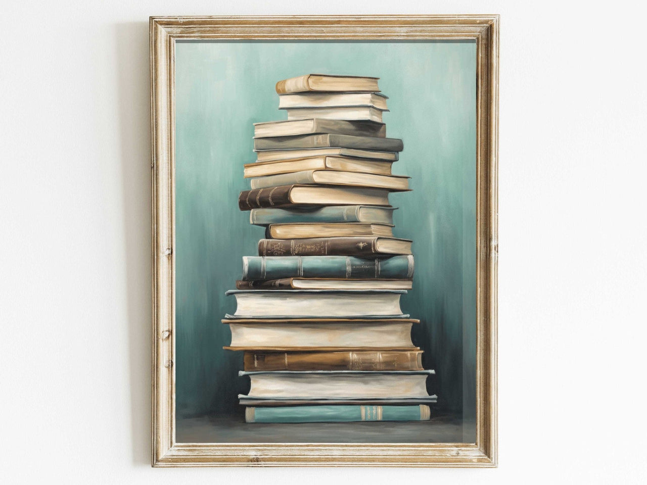 Stacked Books Wall Art – Literary Bedroom Print
