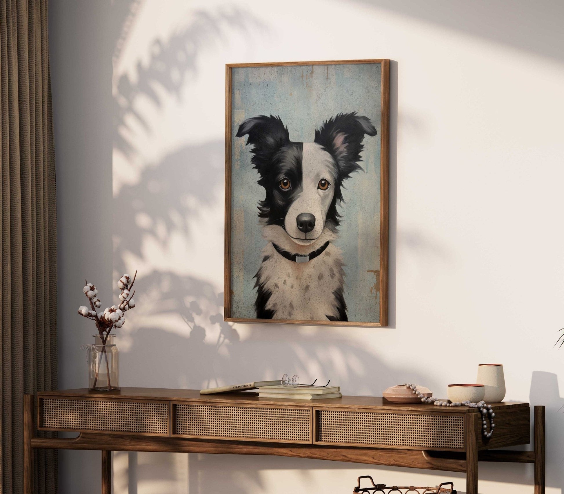 Border Collie Art Print, Vintage Dog Portrait, Gift for Dog Lovers - WildfieldPrints