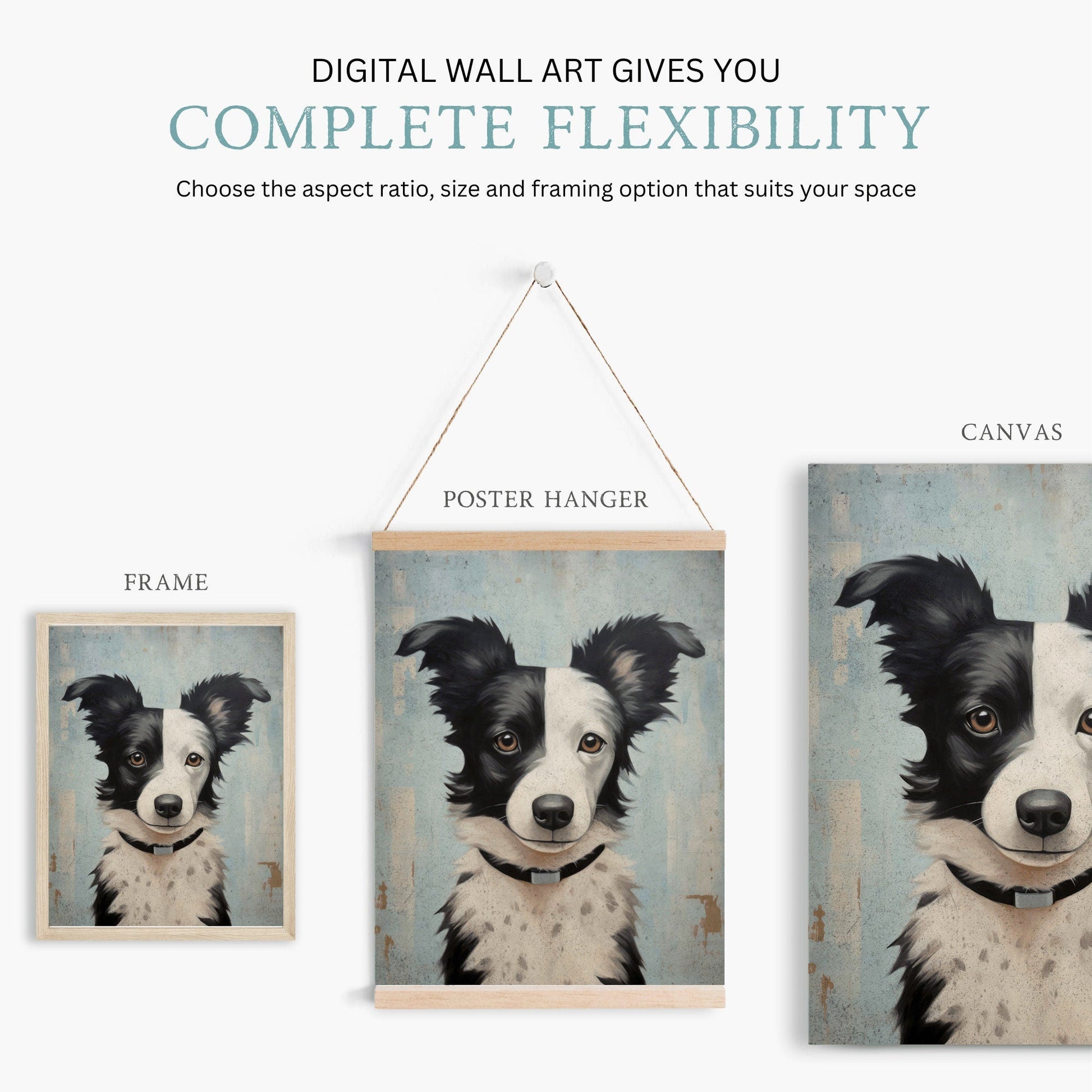 Border Collie Art Print, Vintage Dog Portrait, Gift for Dog Lovers - WildfieldPrints
