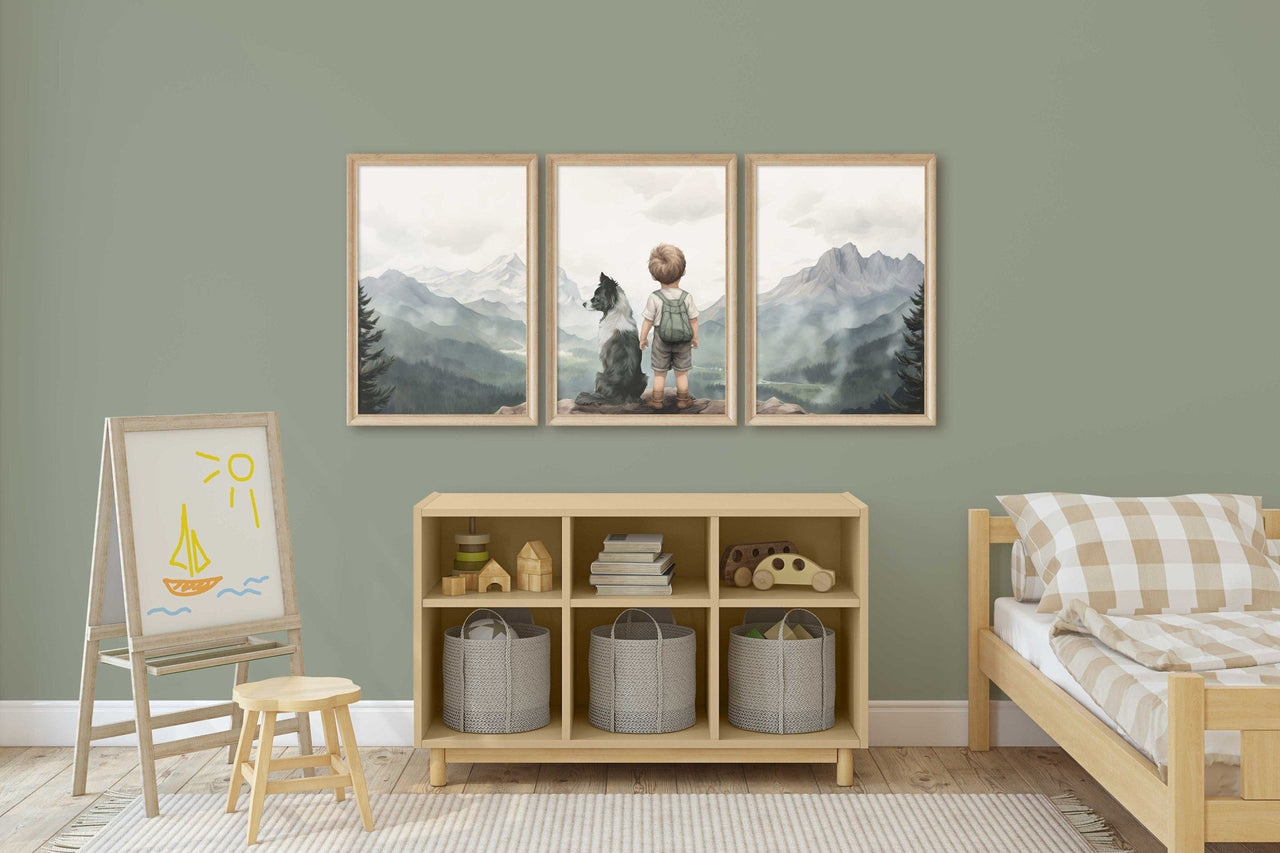 Border Collie Wall Art – Canine Boys Room Print • Set of 3