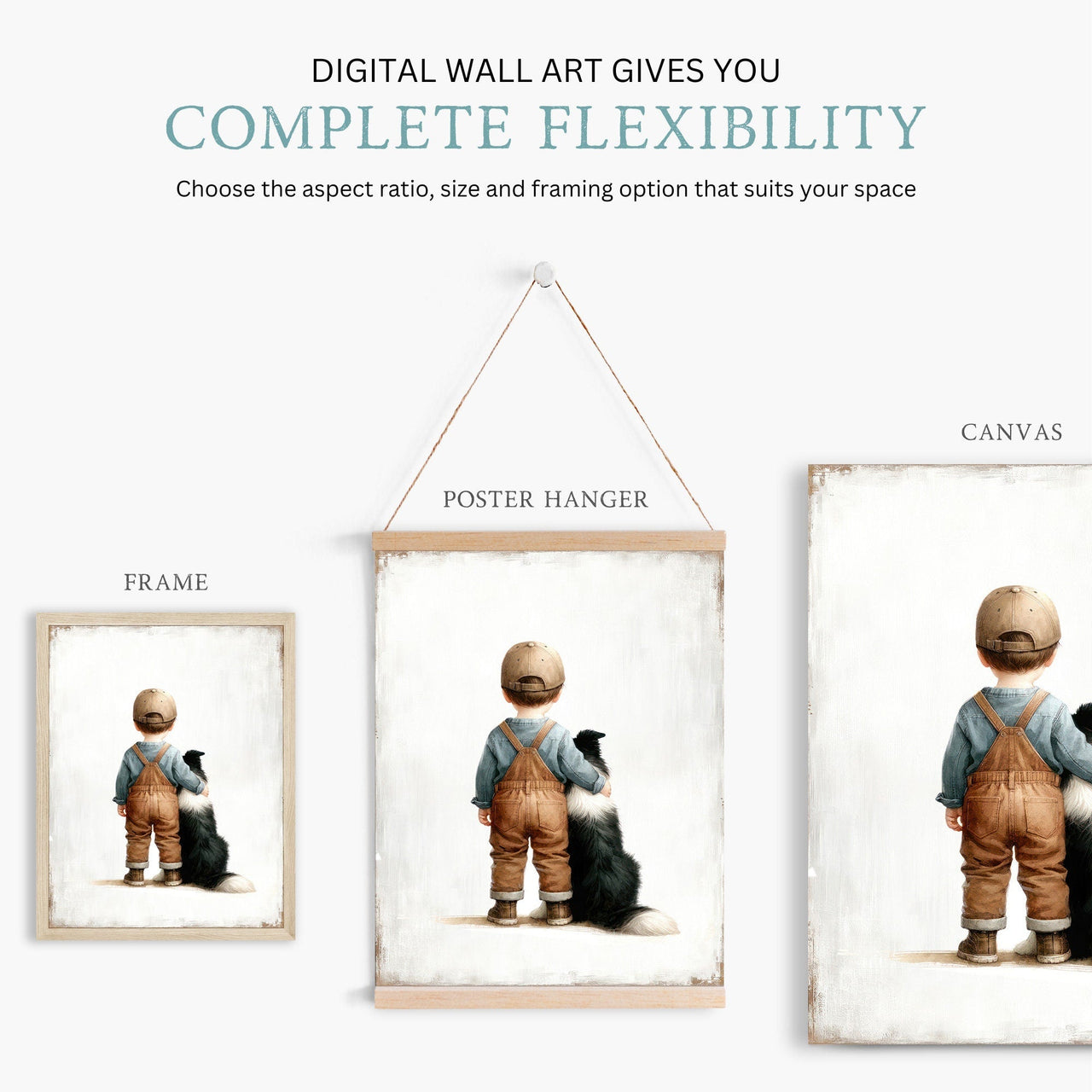 Border Collie Wall Art – Dog Nursery Print for Boys