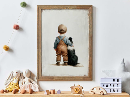 Border Collie Nursery Decor, Dog Art Print for Boys, Toddler Room - WildfieldPrints