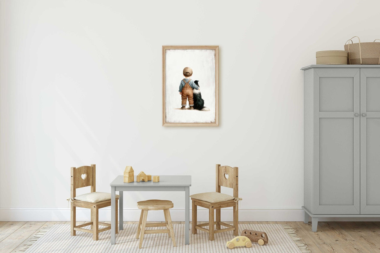 Border Collie Wall Art – Dog Nursery Print for Boys